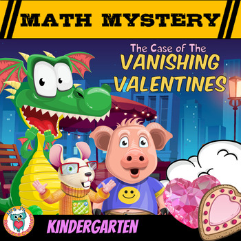 Preview of Valentine's Day Math Mystery Activity - Kindergarten Pack - Vanishing Valentines