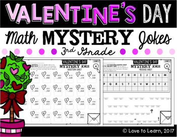 Preview of Valentine's Day Math Mystery Jokes **3rd Grade**