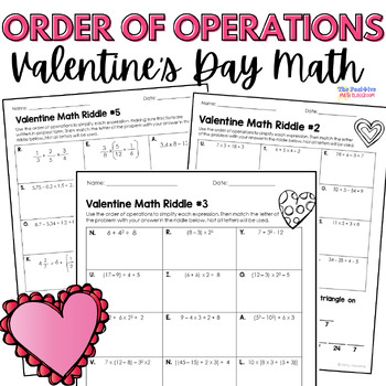 Preview of Valentine's Day Math Order of Operations Worksheets