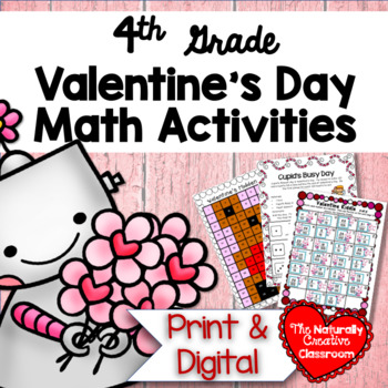 Preview of Valentine's Day Math Activities 4th Grade | PRINT & DIGITAL