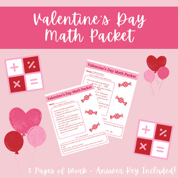 Preview of Valentine's Day Math Packet with Answer Key