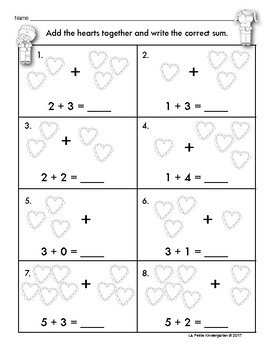 Valentine's Day Math Pages by La Petite Kindergarten | TPT