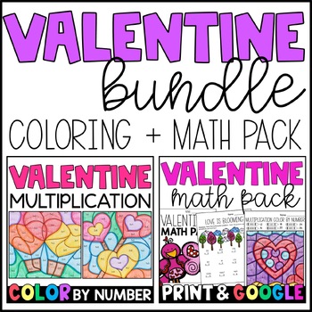 Preview of Valentine's Day Math Practice and Multiplication Color by Code - GOOGLE Slides
