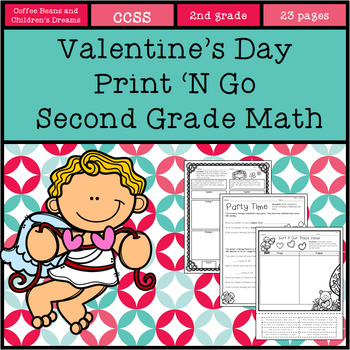 Preview of Valentine's Day  Print 'N Go Second Grade Math
