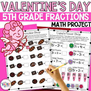 Preview of Valentine's Day Fractions Project for 5th Grade - Fractions Operations Activity