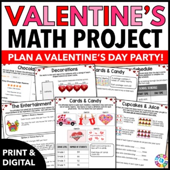 Preview of Valentine's Day Math Project Worksheets Fun Activity Packet 4th 5th 6th Grade