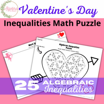 Preview of Valentine's Day Math Puzzle // Algebraic Inequalities // Heart with Arrow