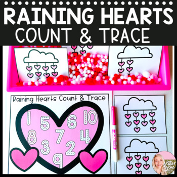 Preview of Valentine's Day Math- Raining Hearts Count & Trace - Pre-K, Kindergarten