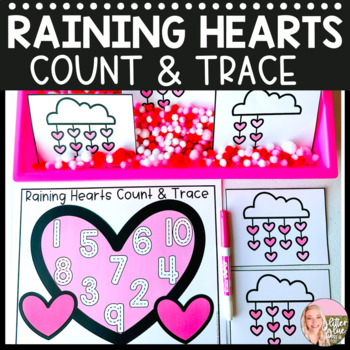 Valentine's Day Math- Raining Hearts Count & Trace - Pre-K, Kindergarten