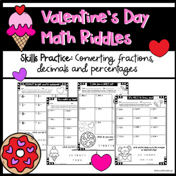 Preview of Valentine's Day Math Riddles - Converting Fractions, Decimals & Percentages