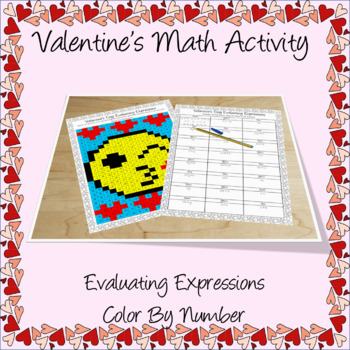 Preview of Valentine's Day Math Evaluating Expressions Activity