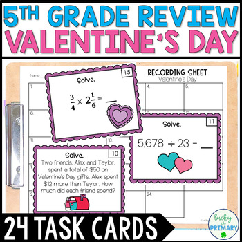 Preview of Valentine's Day Math SCOOT for 5th Grade | Solve the Room | February Math Center