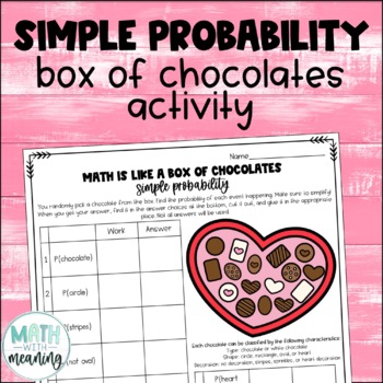 Preview of Valentine's Day Math Simple Probability Activity Box of Chocolates