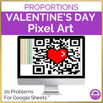 Preview of Valentine's Day Math Solving Proportions Pixel Art Activity | Digital Resource