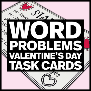 Preview of Middle School Math Real World Word Problems - Valentine's Day Task Cards