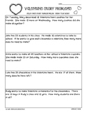 Valentine's Day Math Story Problems--1-2 digit practice wo