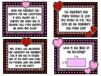 Valentine's Day Math Task Cards by Miss V in 3 | TpT