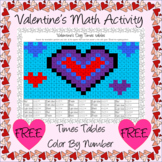 Valentine's Day Math Times Tables Color By Number
