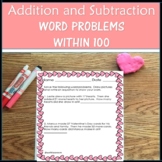 Valentine's Day Math Word Problems Addition Subtraction to 100