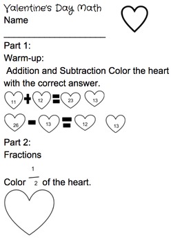 Preview of Valentine's Day Math Worksheet