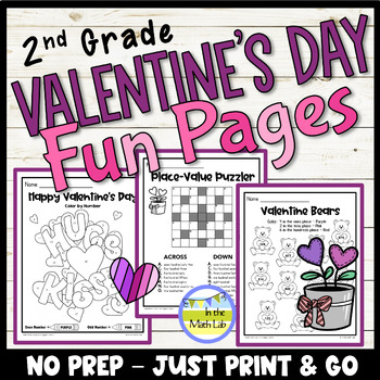 Preview of Valentine's Day Math Worksheets 2nd Grade Activities