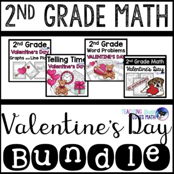Preview of Valentine's Day Math Worksheets 2nd Grade Bundle