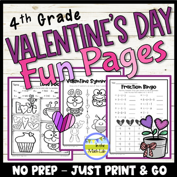 Preview of Valentine's Day Math Worksheets 4th Grade Activities