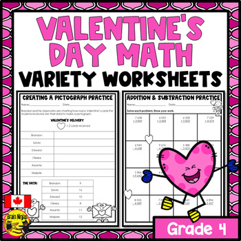 Preview of Valentine's Day Math Worksheets | Numbers to 10 000