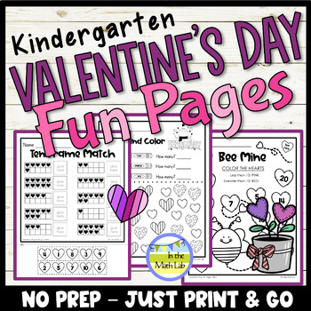Preview of Valentine's Day Math Worksheets Kindergarten Activities
