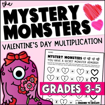 Preview of Valentine's Day Math Worksheets for Multiplication Practice