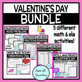 Preview of Valentine's Day Math and ELA BUNDLE - 2nd/3rd/4th Activities