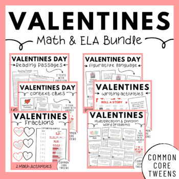 Preview of Valentine's Day Math and ELA Bundle (Upper Elementary)