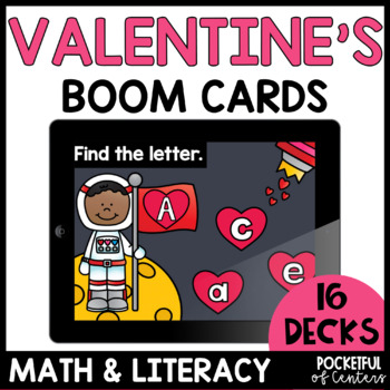 Preview of Valentine's Day Math and Literacy Bundle Boom Cards™ - February Boom Cards™