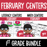 Valentine's Day Math and Literacy Centers Bundle - 1st Grade