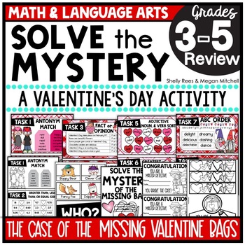 Preview of Valentine's Day Math and Reading Mystery Challenge Activity