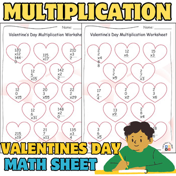 Preview of Valentine's Day Math facts: division & subtraction & multiplication & addition.