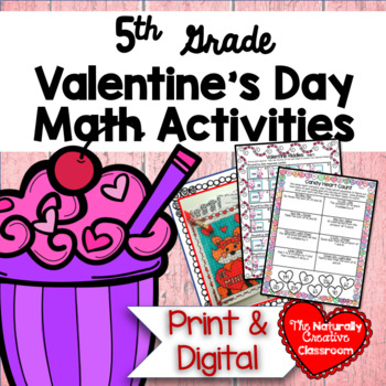 Preview of Valentine's Day Math for 5th Grade | PRINT & DIGITAL