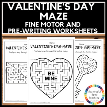 Preview of Valentine's Day Mazes: Fine Motor and Pre-Writing Printable Worksheet