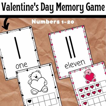 Preview of Valentine's Day Memory Game : Numbers 1-20