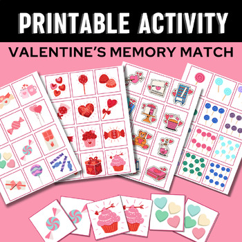 Preview of Valentine's Day Memory Match Game | Ready to Print | Party Activity