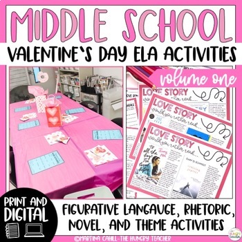 Preview of Valentine's Day Middle School ELA Rhetoric Figurative Language and Theme