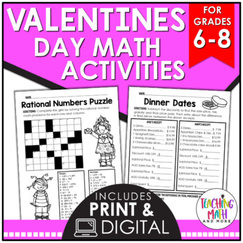 Preview of Valentines Day Math Activities Middle School