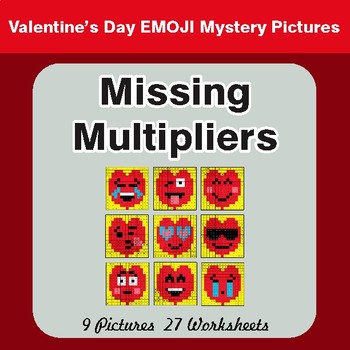 Valentine's Day: Missing Multipliers - Color-By-Number Math Mystery Pictures