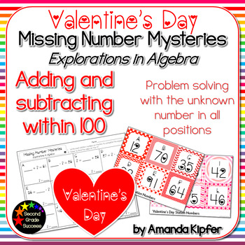 Preview of Valentine's Day Missing Number Mysteries: Adding & Subtracting to 100