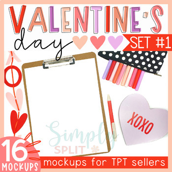 Preview of Valentine's Day Mockups Set #1 for TpT Sellers | February Product Photography