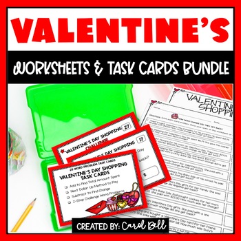 Preview of Valentine's Day Money Worksheets and Task Card Bundle