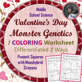 Valentine's Day Monster Genetics Punnett Square Coloring W
