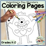 Valentine's Day Monsters Coloring Pages for Grades K-2 Feb