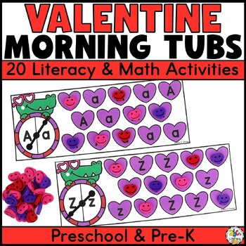 Preview of Valentine's Day Morning Tubs for Preschool - February Morning Work Bins for PreK