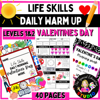 Preview of Valentine's Day Morning Work BUNDLE Life Skills Differentiated Special Education